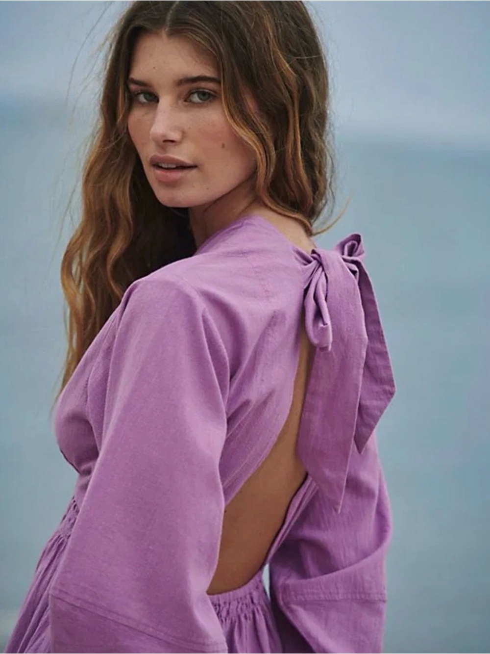 Free People Lavender Open-Back Dress
